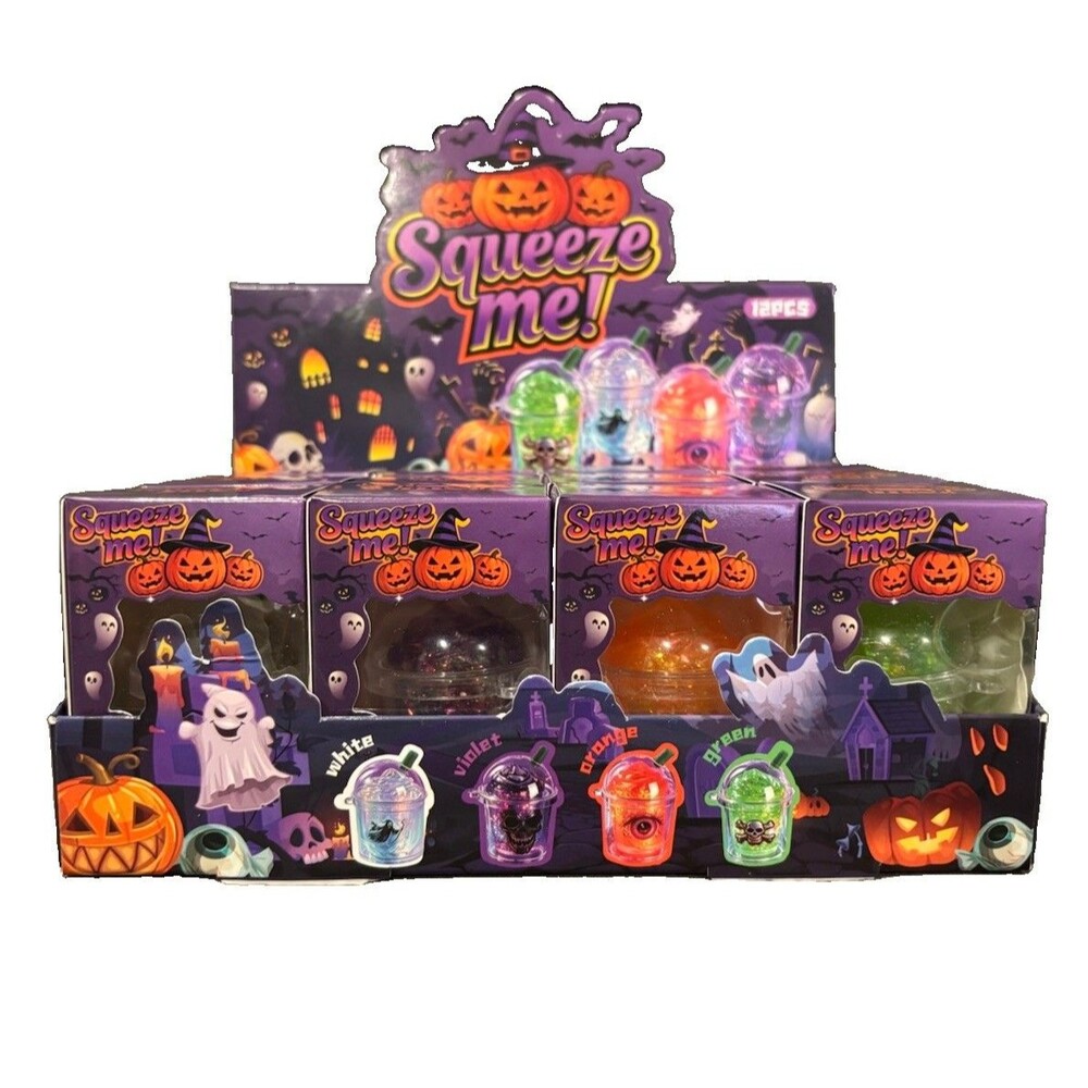 Halloween Squishy Milk Tea Cup Blind Box Set - Full 12pc Retail Display Case Lot